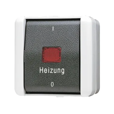 JUNG Heizung Notschalter 803HW | 3-polig | 16AX 400V | Aufputz | IP44 | Kontrollleuchte | Thermoplast grau