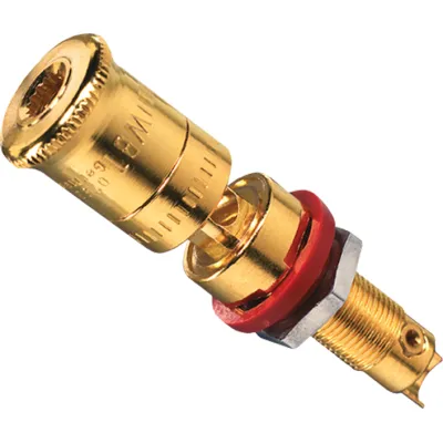 JUNG Lautsprecher-Polklemme LPK 63 RT High-End | vergoldet 24K OFC Kupfer | verdrehgesicherte Montage | rot Gold
