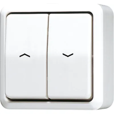 Jung Jalousie-Wippschalter 609VAWW AP600 | 1-polig Aufputz | Umkehrsperre | 10AX 250V | Duroplast | glänzend | alpinweiß