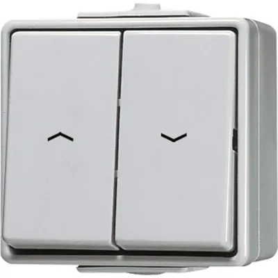 JUNG Jalousie-Wippschalter 609VW WG600 | Schalter 1-polig | Aufputz | IP44 | Duroplast | glänzend | grau RAL 7035