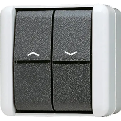 JUNG Jalousie-Wippschalter 809VW WG800 | 1-polig | Aufputz | IP44 | Umkehrsperre | Thermoplast | grau/anthrazit