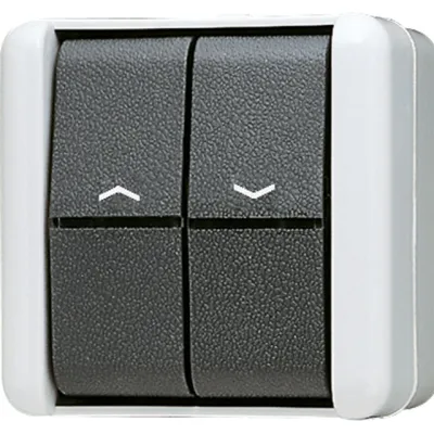 JUNG Jalousie-Wippschalter 809VW WG800 | 1-polig | Aufputz | IP44 | Umkehrsperre | Thermoplast | grau/anthrazit