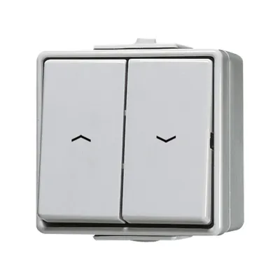 Jung Jalousietaster 639VW | WG600 Aufputz | IP44 | 1-polig | 10A | Federklemmen | grau | Duroplast