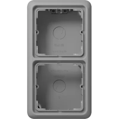 JUNG Aufputz-Kappe 2-fach CD582AGR | Unterputz-Gehäuse CD500 | Duroplast | flammwidrig | Kabeleinführung | grau