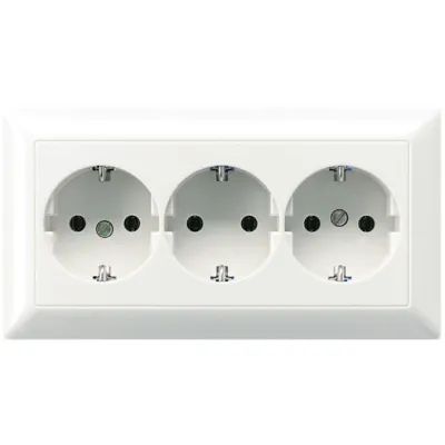 Jung Kabel-Kanal SCHUKO Steckdose 3-fach AS523WW | Unterputz | 16A 250V | Federklemmen | Duroplast | alpinweiß
