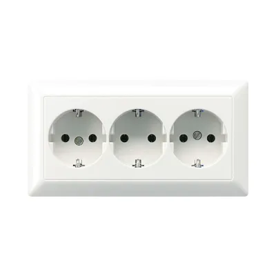 Jung Kabel-Kanal SCHUKO Steckdose 3-fach AS523WW | Unterputz | 16A 250V | Federklemmen | Duroplast | alpinweiß