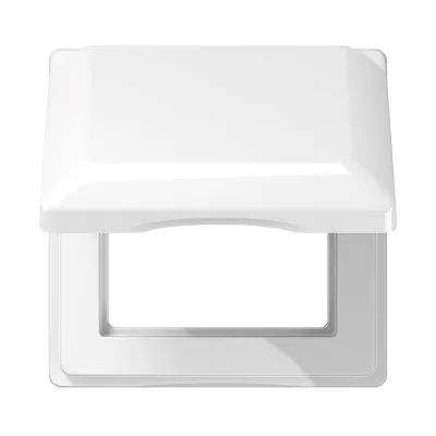 JUNG Klappdeckel AS581BFKLWW | Steckdosenabdeckung 1-fach | IP44 | bruchsicher | Thermoplast | 80,5x80,5mm | alpinweiß
