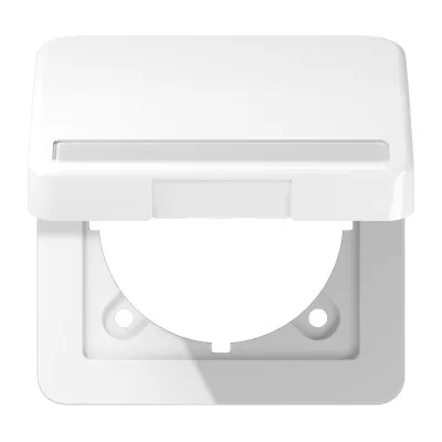 JUNG Klappdeckel CD590BFNAKLWW | Steckdosenabdeckung 50x50 mm | IP44 | Thermoplast | bruchsicher | alpinweiß