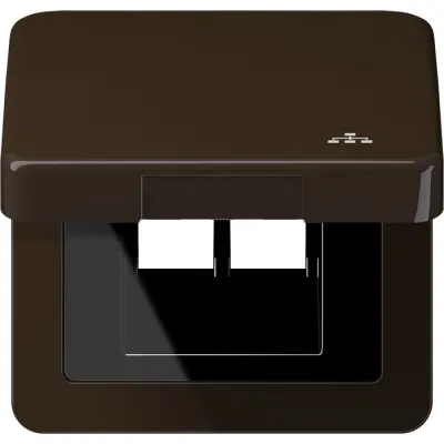 JUNG Klappdeckel LAN CD590KLLANBR | UAE/IAE Abdeckung | Zentralplatte | Unterputz | glänzend | Kunststoff braun RAL 8022