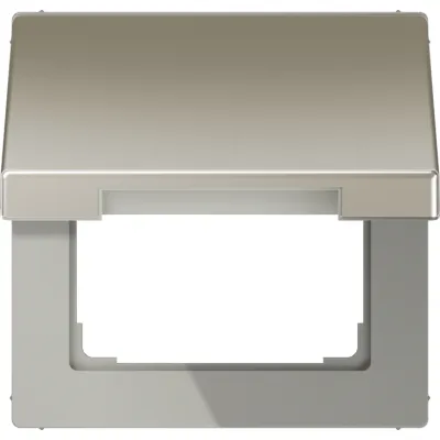 JUNG Klappdeckel ES2990KL | Steckdosenabdeckung 50x50mm | Edelstahl matt | IP44 | Unterputz | silber | Rückstellfeder