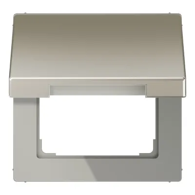 JUNG Klappdeckel ES2990KL | Steckdosenabdeckung 50x50mm | Edelstahl matt | IP44 | Unterputz | silber | Rückstellfeder