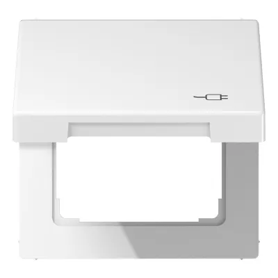JUNG Klappdeckel LS990BFKLSOCWW für Steckdose | Symbol Stecker | 50x50 mm | IP44 | Thermoplast | bruchsicher | alpinweiß