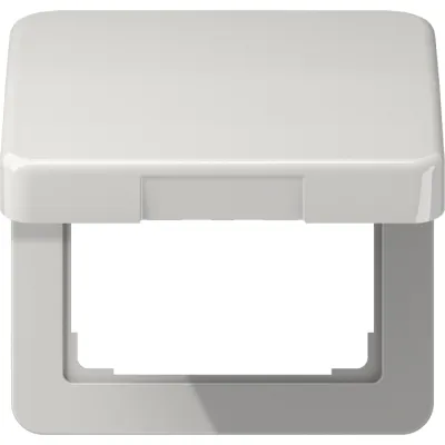 JUNG Klappdeckel CD590BFKLLG | Steckdosen-Abdeckung 50x50mm | mit Rückstellfeder | IP44 | lichtgrau RAL7035