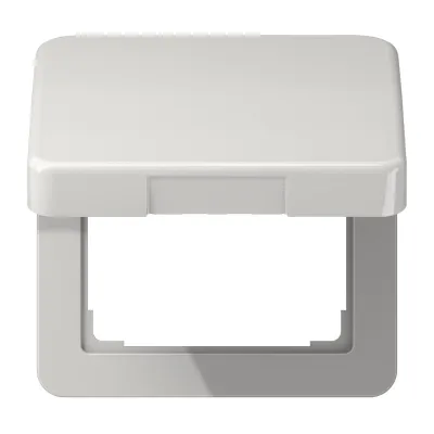 JUNG Klappdeckel CD590BFKLLG | Steckdosen-Abdeckung 50x50mm | mit Rückstellfeder | IP44 | lichtgrau RAL7035