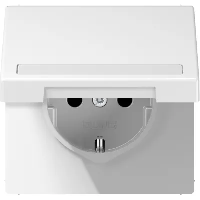 JUNG Zentralplatte Klappdeckel LS1520NAKLPLWW | SCHUKO Steckdose | Beschriftungsfeld | alpinweiß RAL 9016 | Duroplast