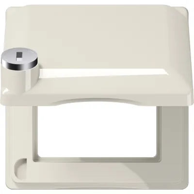 JUNG Klappdeckel AS581BFKLSL | Sicherheitsschloss 24-fach | bruchsicher | IP44 | 80,5x80,5mm | Thermoplast | cremeweiß