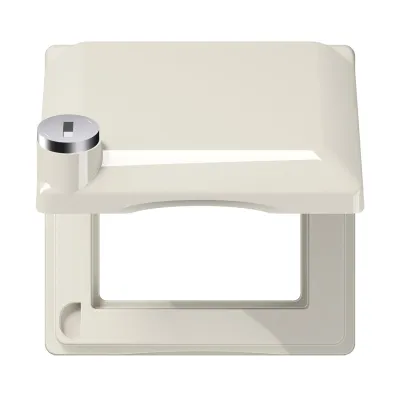 JUNG Klappdeckel AS581BFKLSL | Sicherheitsschloss 24-fach | bruchsicher | IP44 | 80,5x80,5mm | Thermoplast | cremeweiß