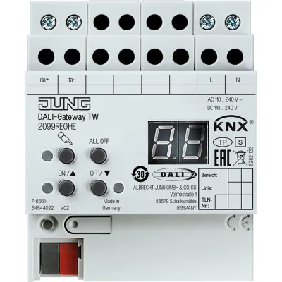 JUNG KNX DALI-Gateway TW 2099REGHE | DALI-2 Schnittstelle für Tunable White Beleuchtung | REG 4TE