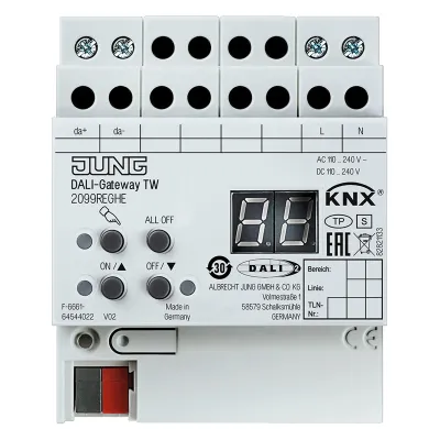 JUNG KNX DALI-Gateway TW 2099REGHE | DALI-2 Schnittstelle für Tunable White Beleuchtung | REG 4TE