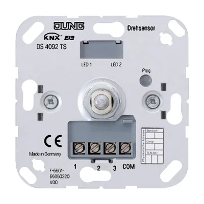 JUNG KNX Drehsensor DS4092TS | 3-fach Tasterschnittstelle | Busankoppler | Metall | akustischer Signalgeber