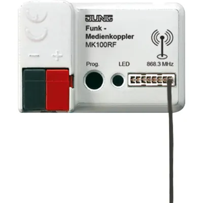JUNG KNX Funk-Medienkoppler MK100RF | KNX RF Medienkoppler | 24V AC/DC | Repeater-Funktion | LED-Anzeige | ETS5+