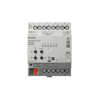 JUNG Heizungsaktor KNX 36006 1S R | 6fach | REG | 4TE | 0,16A | 24–230V | Handbetrieb | LED-Status
