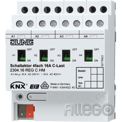 Bild: Jung KNX Schaltaktor 4-fach C-Last 2304.16 REGCHM
