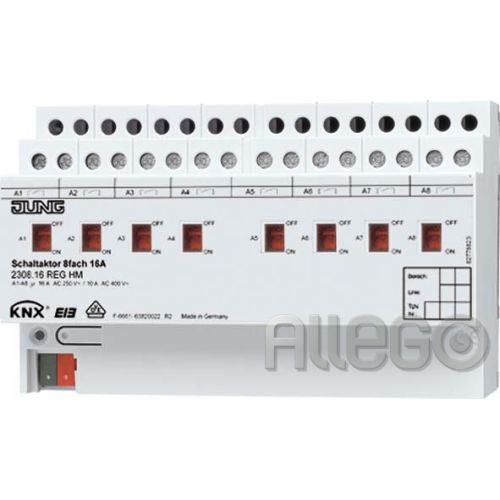 Bild: Jung KNX Schaltaktor 8-fach REG Gehäuse 8TE 2308.16 REGHM