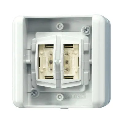 JUNG KNX Taster BA 2fach 8472.02LEDW | Schalten, Jalousie, Dimmen | Mittenstellung | LED-Anzeige | Aufputz | IP44 | Weiß