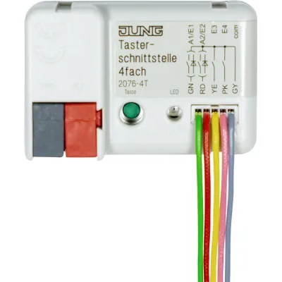 JUNG KNX Tasterschnittstelle 4fach 2076-4T | Binäreingang UP | Busankoppler integriert | 4 Eingänge | LED-Steuerung