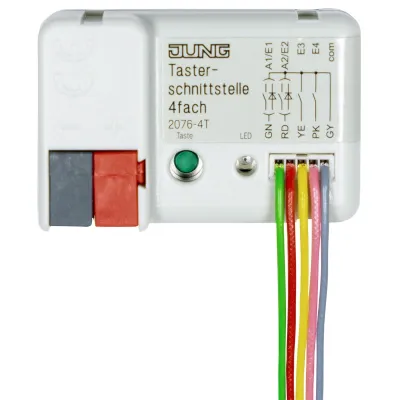 JUNG KNX Tasterschnittstelle 4fach 2076-4T | Binäreingang UP | Busankoppler integriert | 4 Eingänge | LED-Steuerung