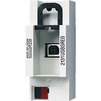 JUNG KNX USB-Datenschnittstelle 2131USBSREG | REG-Hutschiene | 2TE | 9600 Baud | Data Secure | Kunststoff | weiß