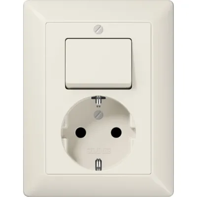JUNG SCHUKO-Steckdosenkombination AS5576U | Steckdose mit Wechselschalter | Aufputz | 16A 250V | Duroplast | cremeweiß