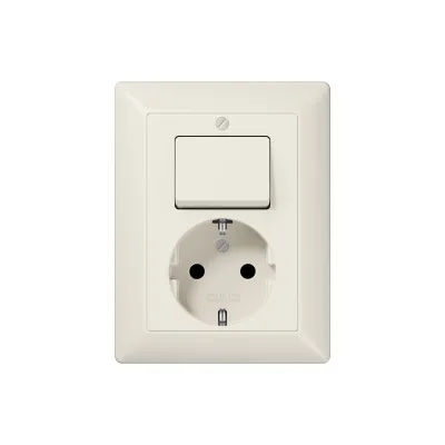 JUNG SCHUKO-Steckdosenkombination AS5576U | Steckdose mit Wechselschalter | Aufputz | 16A 250V | Duroplast | cremeweiß