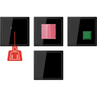 JUNG Notrufset NRSLS0834SW | Komplettset barrierefreies WC | Zugtaster, Rufmodul, Abstelltaster | LS990 RAL9005 schwarz