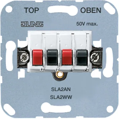 JUNG Stereo-Lautsprecher Anschlussdose | SLA2WW | 4-polig | Unterputz | 25V/60V | 10mm² | Kunststoff | alpinweiß