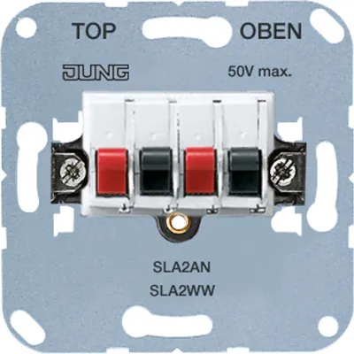 JUNG Stereo-Lautsprecher Anschlussdose | SLA2WW | 4-polig | Unterputz | 25V/60V | 10mm² | Kunststoff | alpinweiß
