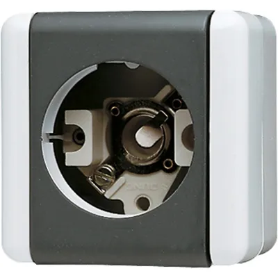 JUNG Lichtsignal 837-14W E14 WG800 | Aufputz IP44 | Basiselement | 230V 5W | Thermoplast | ohne Haube | grau RAL 7035