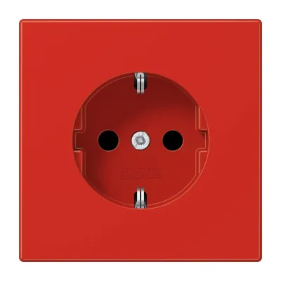 JUNG SCHUKO Steckdose LS1520BFKIRT | 16A 250V | erhöhter Berührungsschutz | bruchsicher Thermoplast | Unterputz | rot