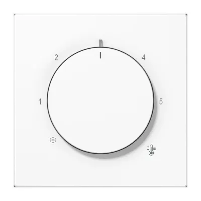 JUNG Abdeckung für Thermostat LS 1749 BF WW | Drehknopf | Thermoplast | Klemmbefestigung | Serie LS | alpinweiß