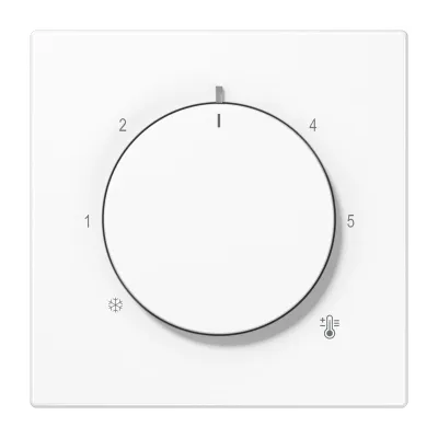 JUNG Abdeckung für Thermostat LS 1749 BF WW | Drehknopf | Thermoplast | Klemmbefestigung | Serie LS | alpinweiß