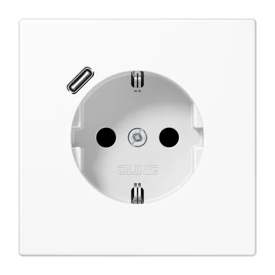 JUNG SCHUKO Steckdose LS1520-18CWW | USB Typ C | Schnellladefunktion | Unterputz | erhöht. Berührungsschutz | Alpinweiß