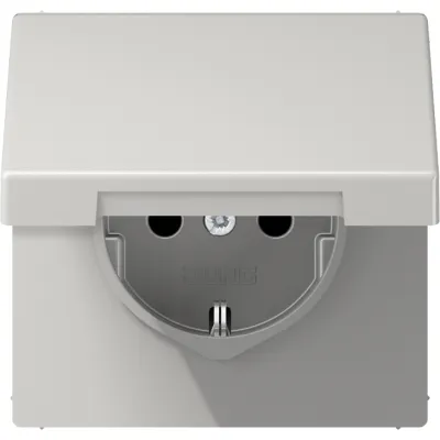 JUNG SCHUKO Steckdose LS1520KLLG | 16A 250V | Unterputz | Klappdeckel | IP44 | Duroplast | lichtgrau | Serie LS