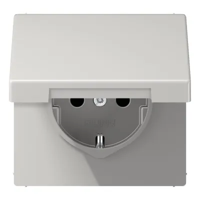 JUNG SCHUKO Steckdose LS1520KLLG | 16A 250V | Unterputz | Klappdeckel | IP44 | Duroplast | lichtgrau | Serie LS