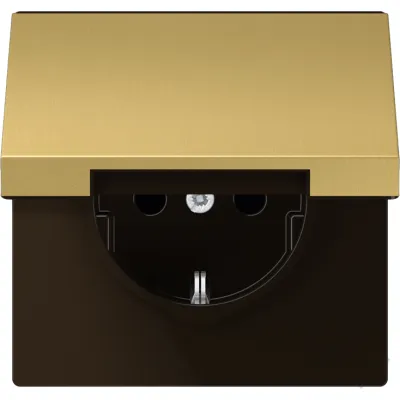 JUNG SCHUKO Steckdose ME1520KLC | 16A 250V | Unterputz | mit Klappdeckel | IP44 | Metall Messing matt