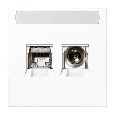 JUNG Multimediadose MMDLS4521WW UP | 1x LAN Cat6A | 1x SAT/TV IEC | Thermoplast glänzend alpinweiß