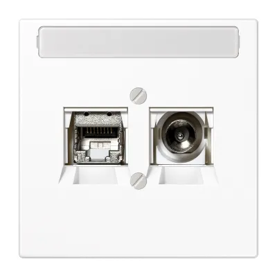 JUNG Multimediadose MMDLS4521WW UP | 1x LAN Cat6A | 1x SAT/TV IEC | Thermoplast glänzend alpinweiß