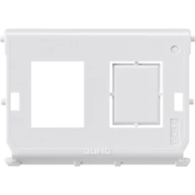 JUNG Montage-Einsatz 54-2WE | für 2 Modular-Jack-Buchsen | Aufputz | Metall | halogenfrei | 67x67mm | Klemmbefestigung
