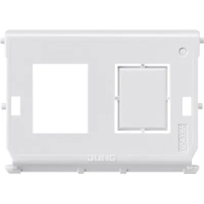 JUNG Montage-Einsatz 54-2WE | für 2 Modular-Jack-Buchsen | Aufputz | Metall | halogenfrei | 67x67mm | Klemmbefestigung