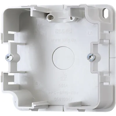 JUNG Montagegehäuse 1-fach 581A | Aufputz-Kappe | Thermoplast | 81x81 mm | halogenfrei | Kabeleinführung | weiß